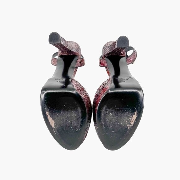Gucci Huston Platform Pump Size 37 US 7 Red Burgundy Python Snake Mary Jane Heel - Picture 11 of 12